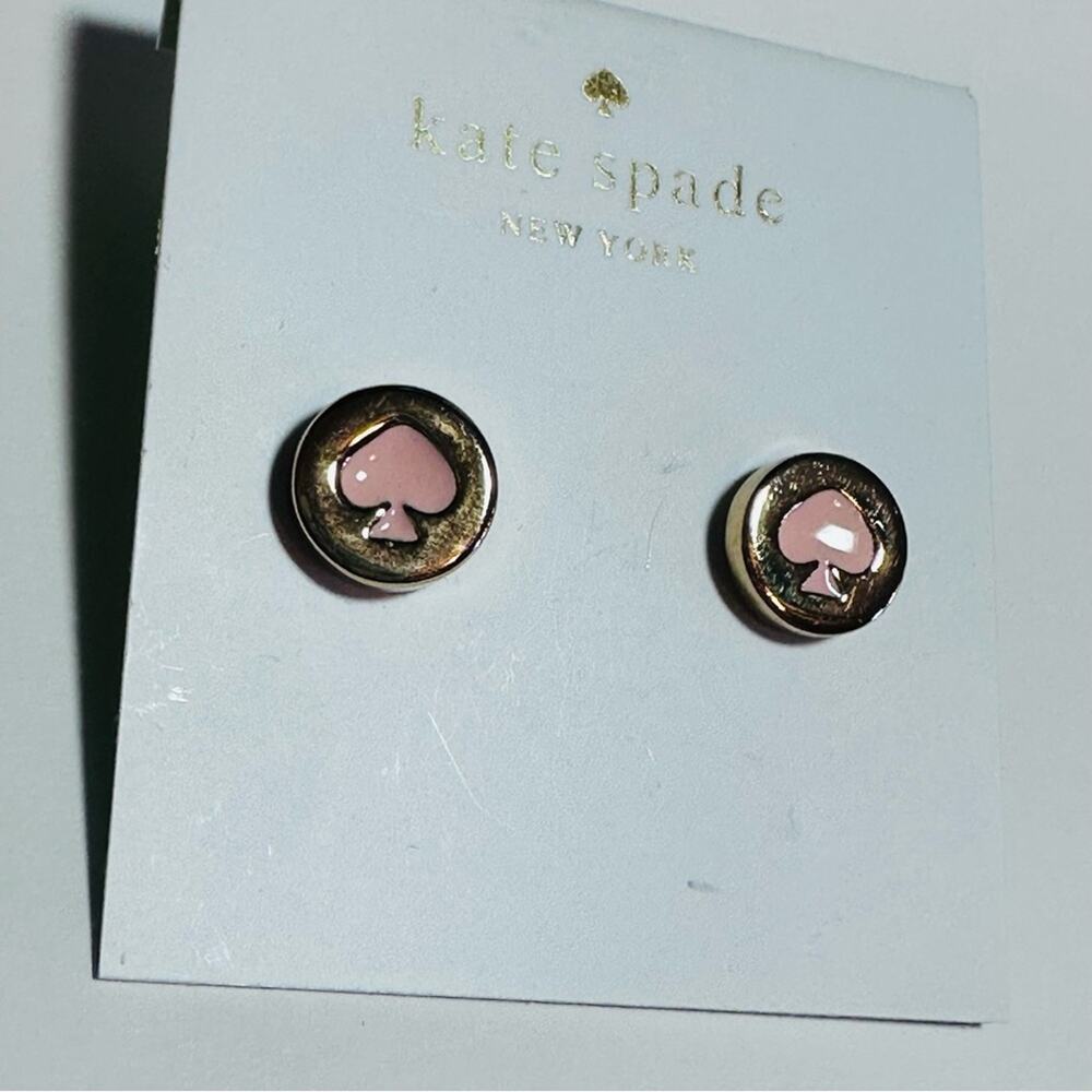 Kate Spade - Spot The Spade, Light Pink and Gold Stud Earrings, NWT - Picture 5 of 7